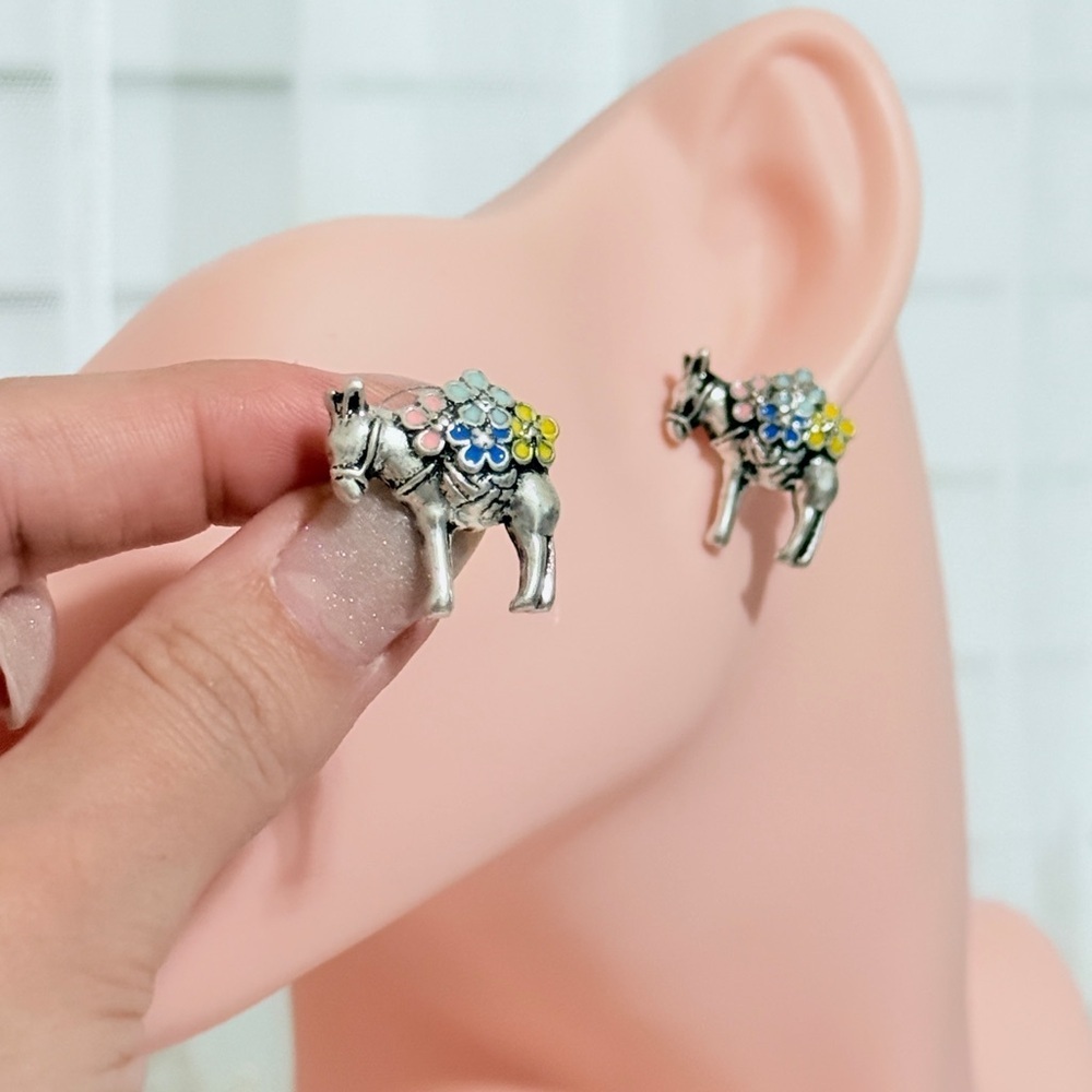 ⚜️ Colorful Enamel Donkey Earrings - Picture 6 of 7